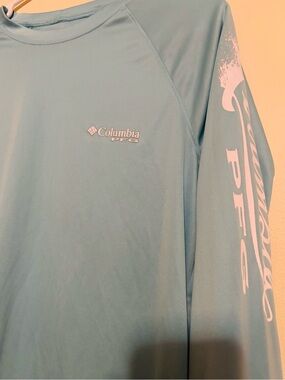 Columbia Light Aqua Long Sleeve Omni-Shade Performance Top